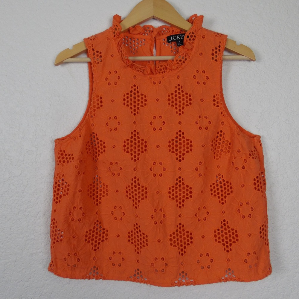 J. Crew Orange Eyelet Sleeveless Top